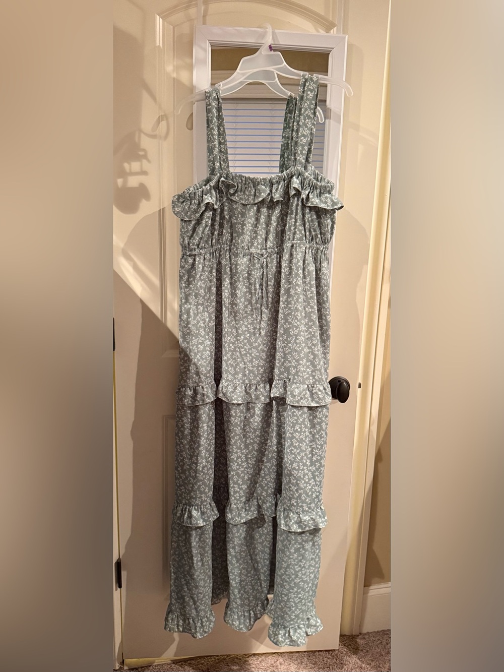 🌿 Tullabee Sage Green Floral Tiered Maxi Dress | XL